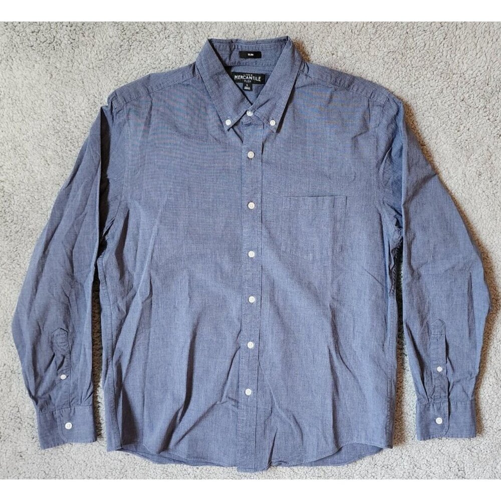 J Crew Mercantile Flex Slim Fit Gray Button Down Long Sleeve Shirt Size Large
